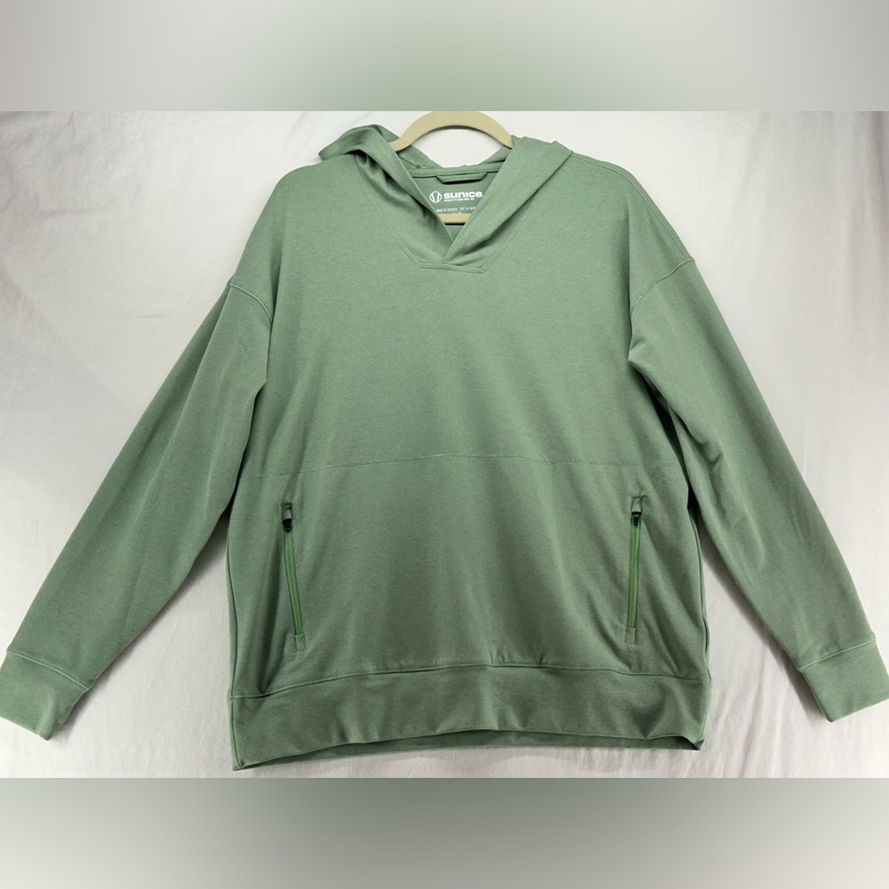 Sunice Eve Aerosoft Performance Green Hooded Pullover Moisture Wicking Womens L
